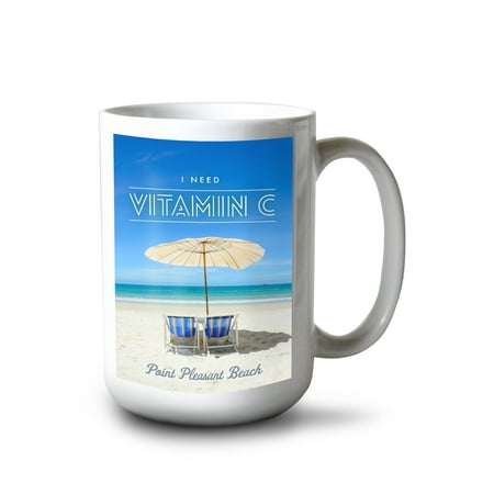 

15 fl oz Ceramic Mug Point Pleasant New Jersey I Need Vitamin C Beach Chairs and Umbrella Dishwasher & Microwave Safe