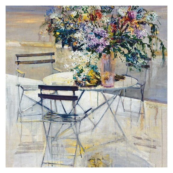 Masterpiece Art Gallery Dining In The Shadow Of The Greek Isle 1 by Mary Dulon Canvas Art Print 35" x 35"