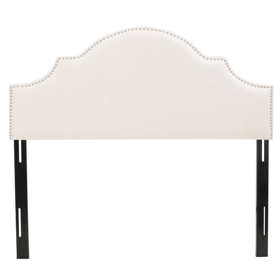 GDF Studio Stroelitz Contemporary Fabric Full/Queen Headboard with Nailhead Trim, Ivory