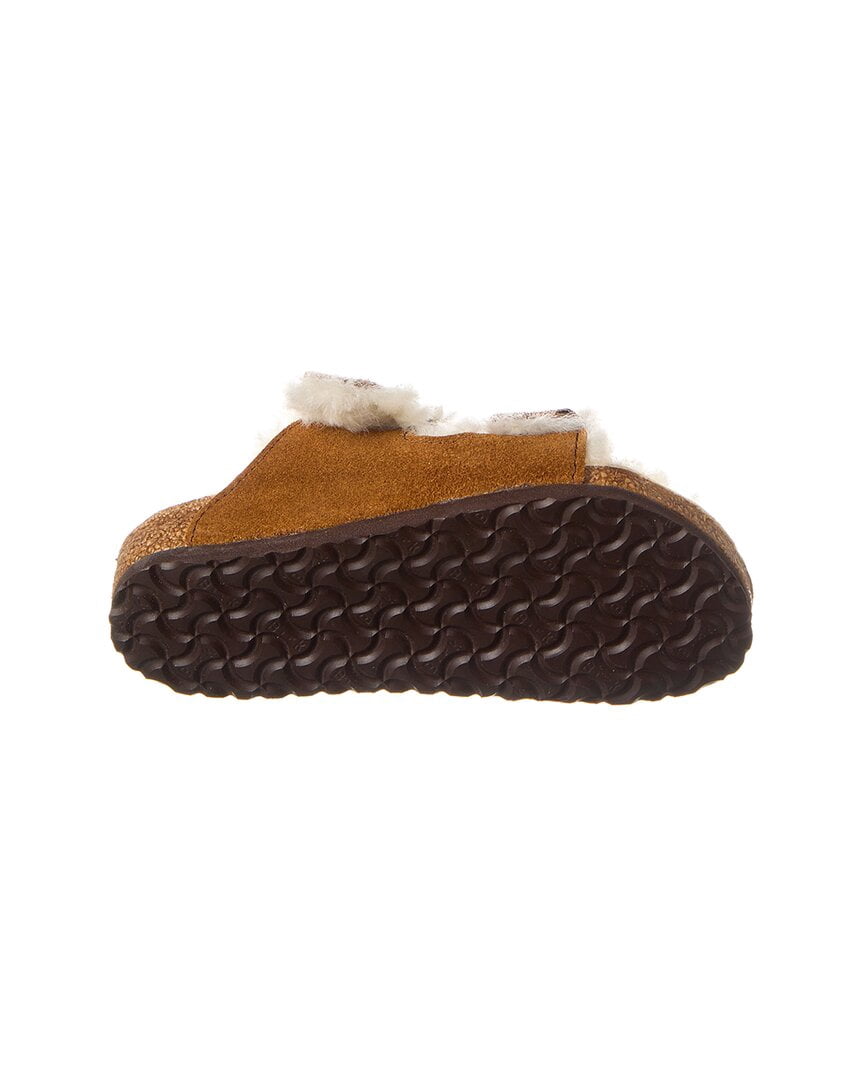 Birkenstock Arizona Narrow Suede & Shearling Sandal, 30, Grey
