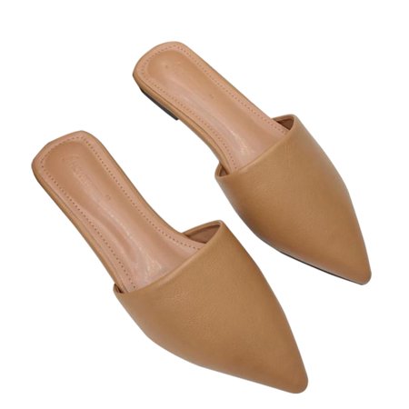 

Female Casual Pointed Shallow Mouth Flat Bottom Baotou Artificial PU Slippers 36