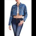 thumbnail image 2 of Chaqueta Vaquera Corta con Estampado de Mariposas para Mujer, con Botones, Larga, Top Corto Ajustado y Abrigo Vaquero. Azul L, 2 of 9