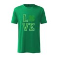 thumbnail image 1 of Blusa informal de manga corta para hombre con estampado de letras de cuatro hojas y cuello redondo para el Día de San Patricio Pompotops  oipoqjl5160, 1 of 3