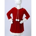 thumbnail image 5 of renvena Kids Girls Mrs Santa Claus Velvet Hoodie Long Sleeve Christmas Princess Fancy Dress, 5 of 7