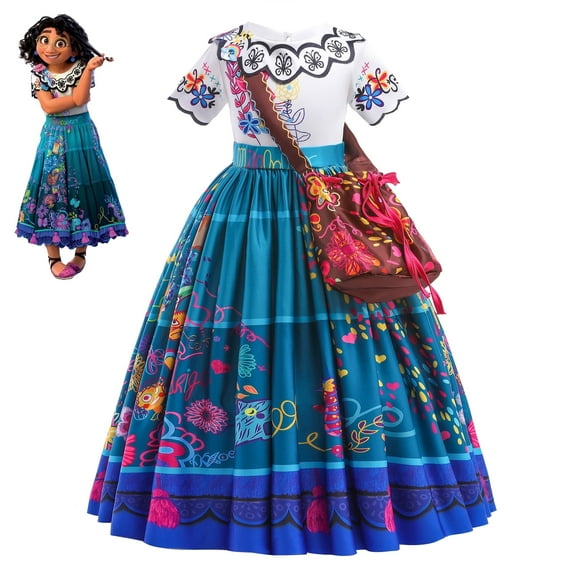 Petal Princesses 3-10 Years Girls Flower Print Cosplay Dress Encanto Fashion Clothing 2 Pieces