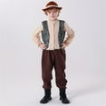 thumbnail image 4 of Big Boys Outfits 3Pc St Roleplay Suit Traditional Festival Clothing Embroider Suspender for Kids Size 8-10T, 4 of 5