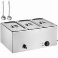 thumbnail image 2 of KFFKFF 3-Section Professional Food Heating Station, 17.4QT Electric Buffet Server, 1200W, Stainless Steel, with Temperature Adjustment 86-185°F for Event Catering and Dining Venues, Silver, 2 of 9