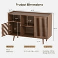thumbnail image 2 of Storage Cabinet, 47.2" Buffet Cabinet with Storage, Mid-Centery Sideboard Coffee Bar Cabinet with Silding Door for Living/Dining Room, Kitchen, Hallway, Walnut, 2 of 8