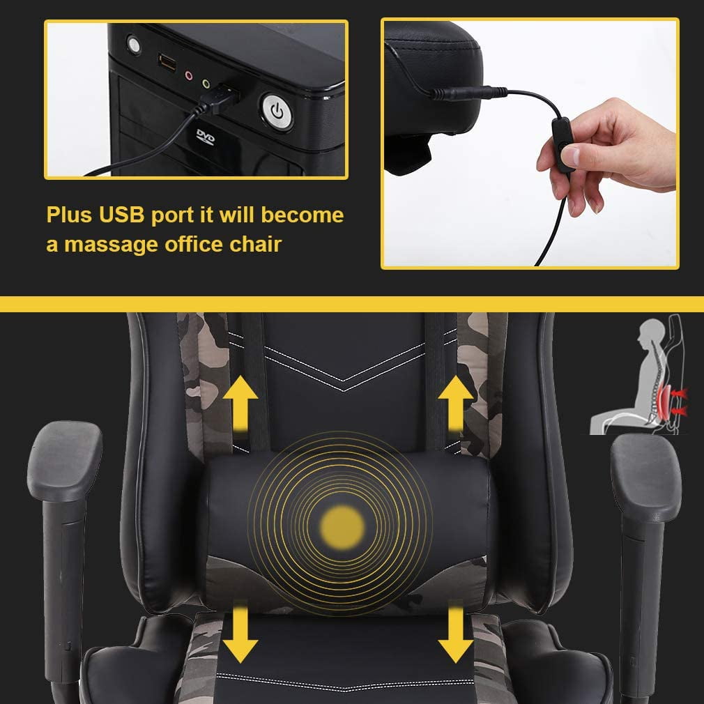 BestOffice Ergonomic Gaming Chair, Lumbar Support, Rolling Swivel for Men, Women(Camo)
