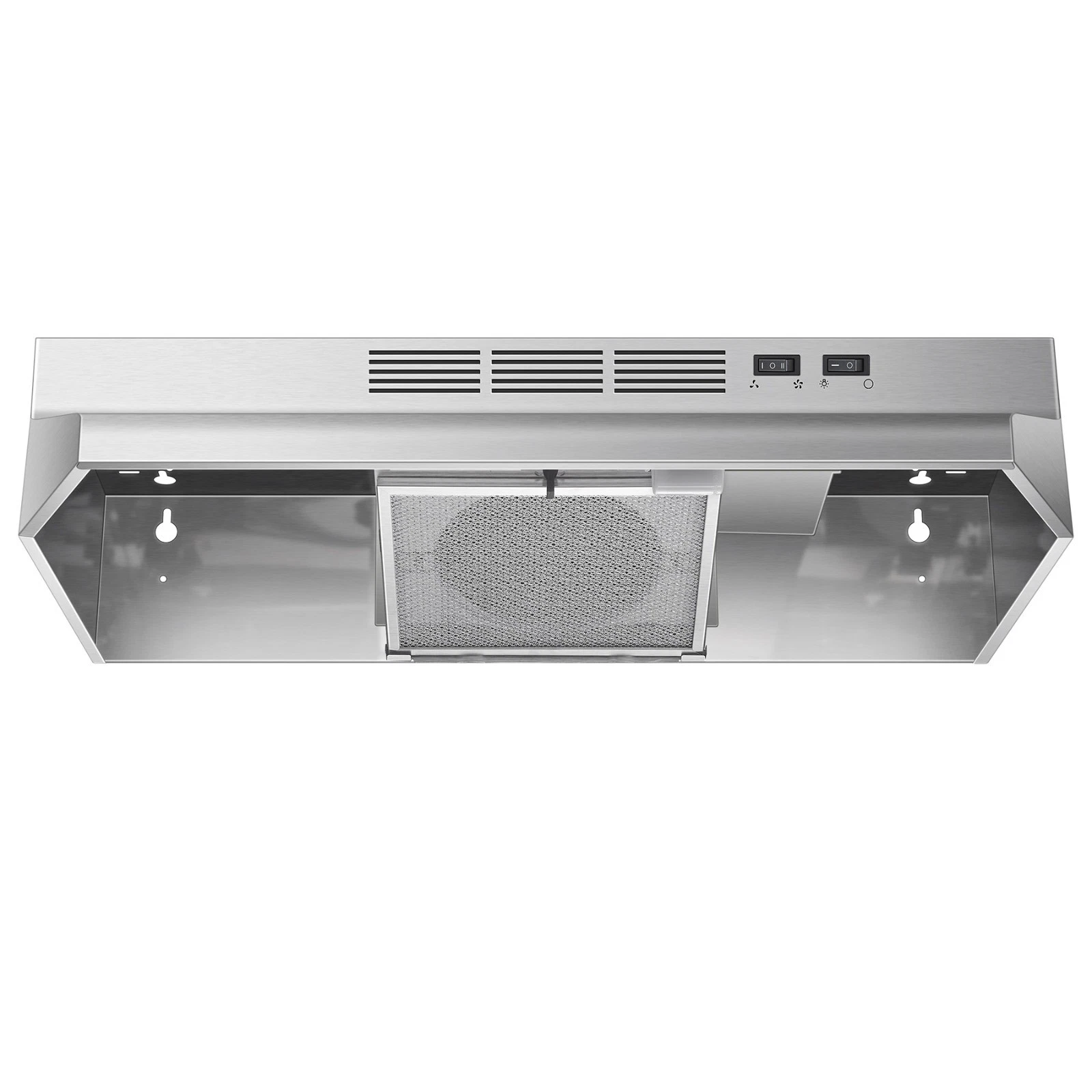30 inch Range Hood Under Cabinet Stainless Steel Kitchen Hood Cooker Hood 400CFM Ducted/Ductless Vent LED Vent Hood with Rocker Button Control Stove Hood with 2 Speeds Fan for Kitchen