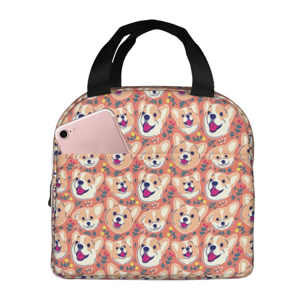 Disketp Corgi Head with Floal Bolsa Térmica para Almuerzo para Hombre y Mujer, Ideal para Trabajo, Senderismo y Picnic
