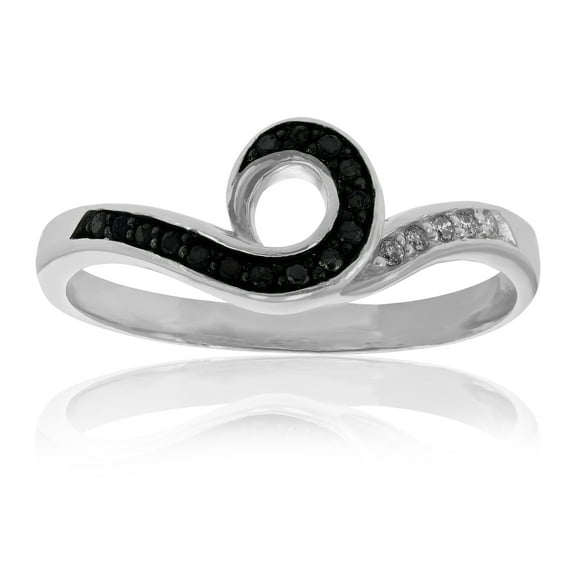Vir Jewels 0.15 CTTW Black and White Diamond Ring .925 Sterling Silver with Rhodium Size 7