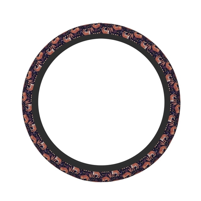 Fotbe Leopard Print Funda para Volante Universal de 15 pulgadas, Accesorios para Auto para Hombre y Mujer, Protector de Volante Cómodo para SUV y Sedán