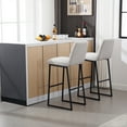 thumbnail image 3 of 2 Pcs/Set High Bar Stool Chairs with Footrest and Backrest, 265Lbs Max Load Wood Line Upholstered Barstools, 3 of 8
