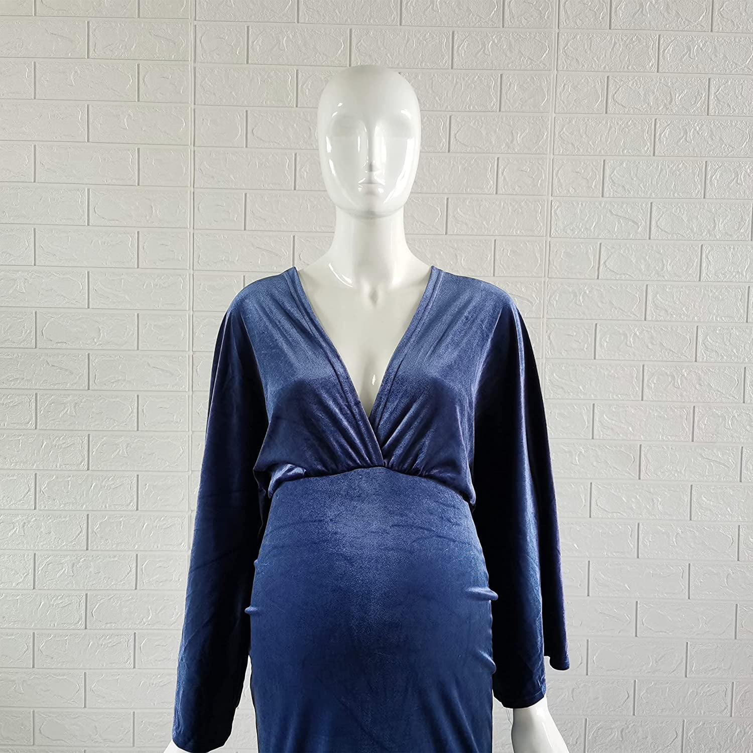 Blue velvet maternity dress sales