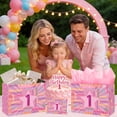 thumbnail image 3 of 1st Birthday Gift Bag for Girls with Tissue Paper & Card Pink Happy 1st Birthday Gift Wrapping Bag - Cute Glitter Star Party Supplies for Daughter Niece 1 Year Old, 3 of 4