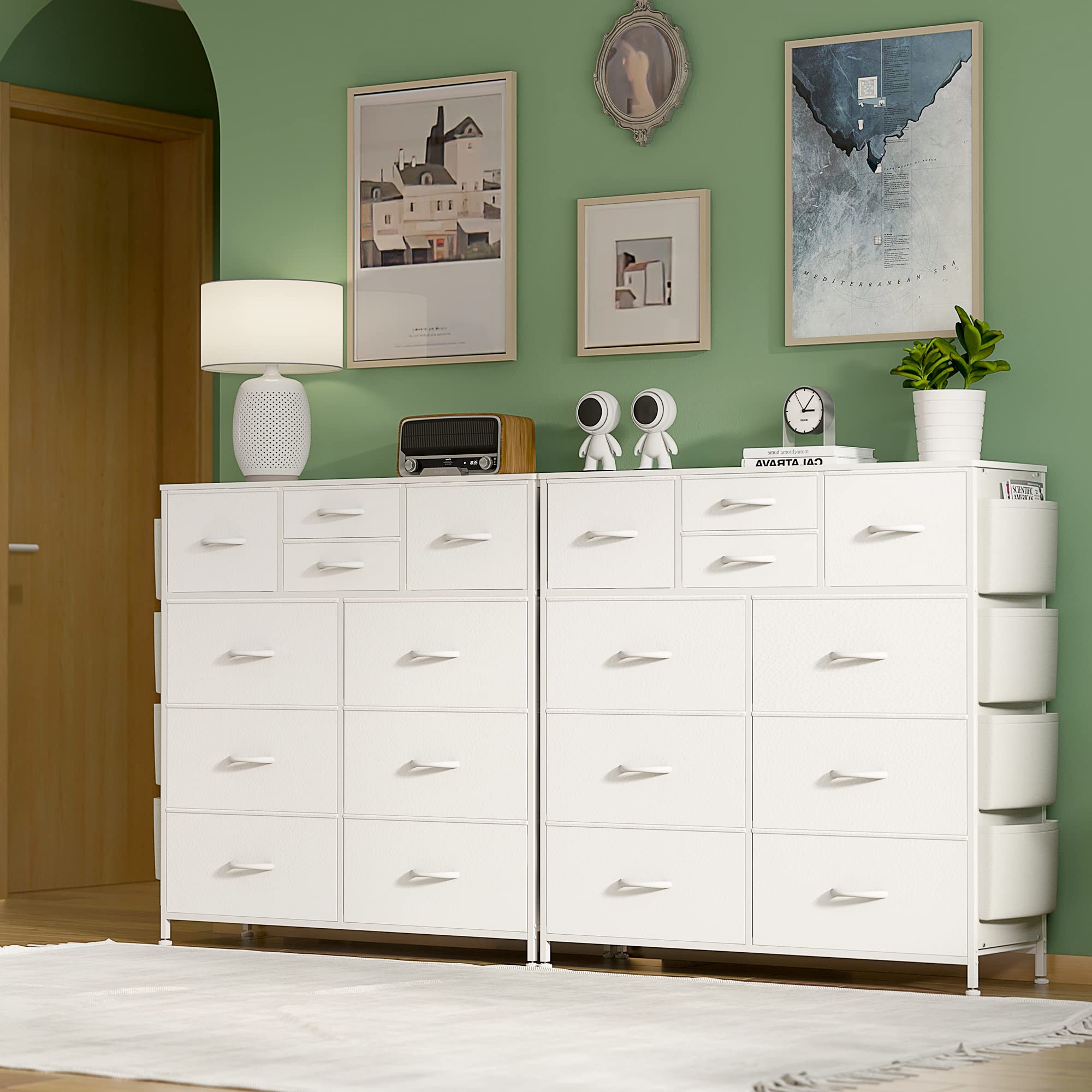 GIKPAL 10 Drawer Dresser, Chest of Drawers for Bedroom with Side Pockets and Hooks, White - image 2 of 10