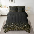 thumbnail image 2 of jejeloiu Glitter Print Bedding Comforter Set 7pcs,Minimalist Desgin Queen Bedding Sets,Gold BlackQueen Sheet Sets For Girls,Breathable Bedroom Decor Reversible, 2 of 8