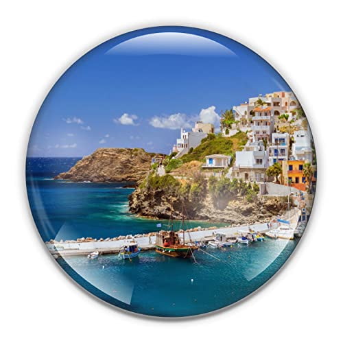Crete Greece Paperweight in Gift Box, 3 Inch Crystal Dome, Perfect for House Warming Gift