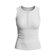 thumbnail image 5 of BRGZLK Womens Sleeveless Solid Color Sleeveless Knitted Round Neck Tank Tops Fashion Summer Casual Button Basic Slim Fit Ribbed Racerback Top Shirt Clothes, 5 of 5
