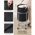 thumbnail image 5 of FeGemax 18.5-Gallon (70 L) Laundry Basket with Wheels, Rolling Round Heavy-Duty Laundry Hamper Cart with Steel Frame and Removable Bag, 2 Locking Wheels, Ink Black and Metallic Silver URLS006B01, 5 of 7