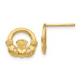 thumbnail image 1 of 14K Yellow Gold Claddagh Post Earrings, 1 of 2