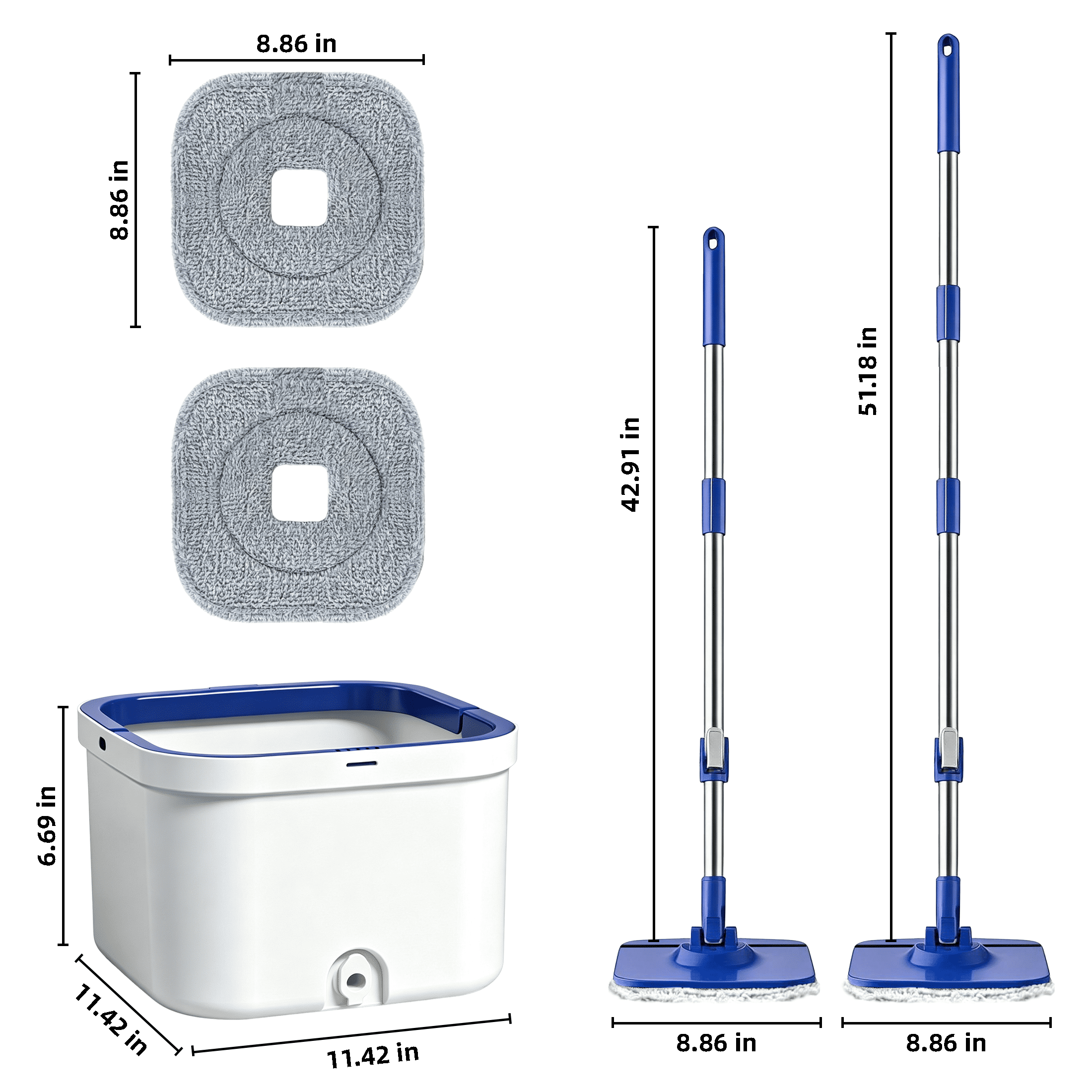 GARITIN Spin Mop and Bucket with Clean Dirty Water Separation, Microfiber Floor Mop for Hardwood Tile