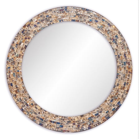 DecorShore 24" Round Decorative Mosaic Glass Wall Mirror (Gold)