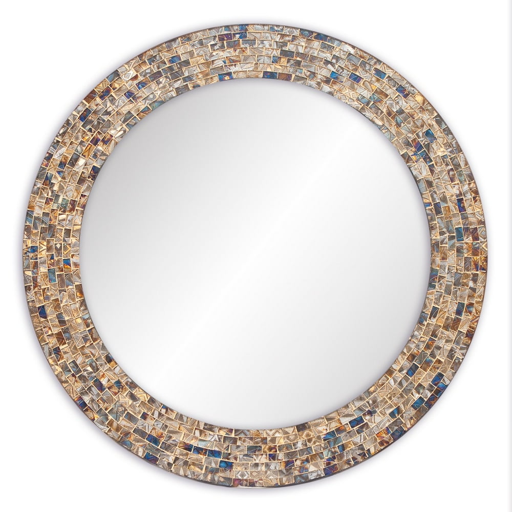 DecorShore 24" Decorative Mosaic Glass Wall Mirror (Gold)
