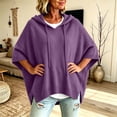 thumbnail image 6 of Nugftut Plus Size Hooded Sweaters for Women Poncho 3/4 Batwing Sleeve Loose Knitted Hoodie Pullover Sweaters, 6 of 6