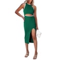 thumbnail image 1 of Vestido PRETTYGARDEN Z-Verde Midi Ajustado con Corte Grande, 1 of 5