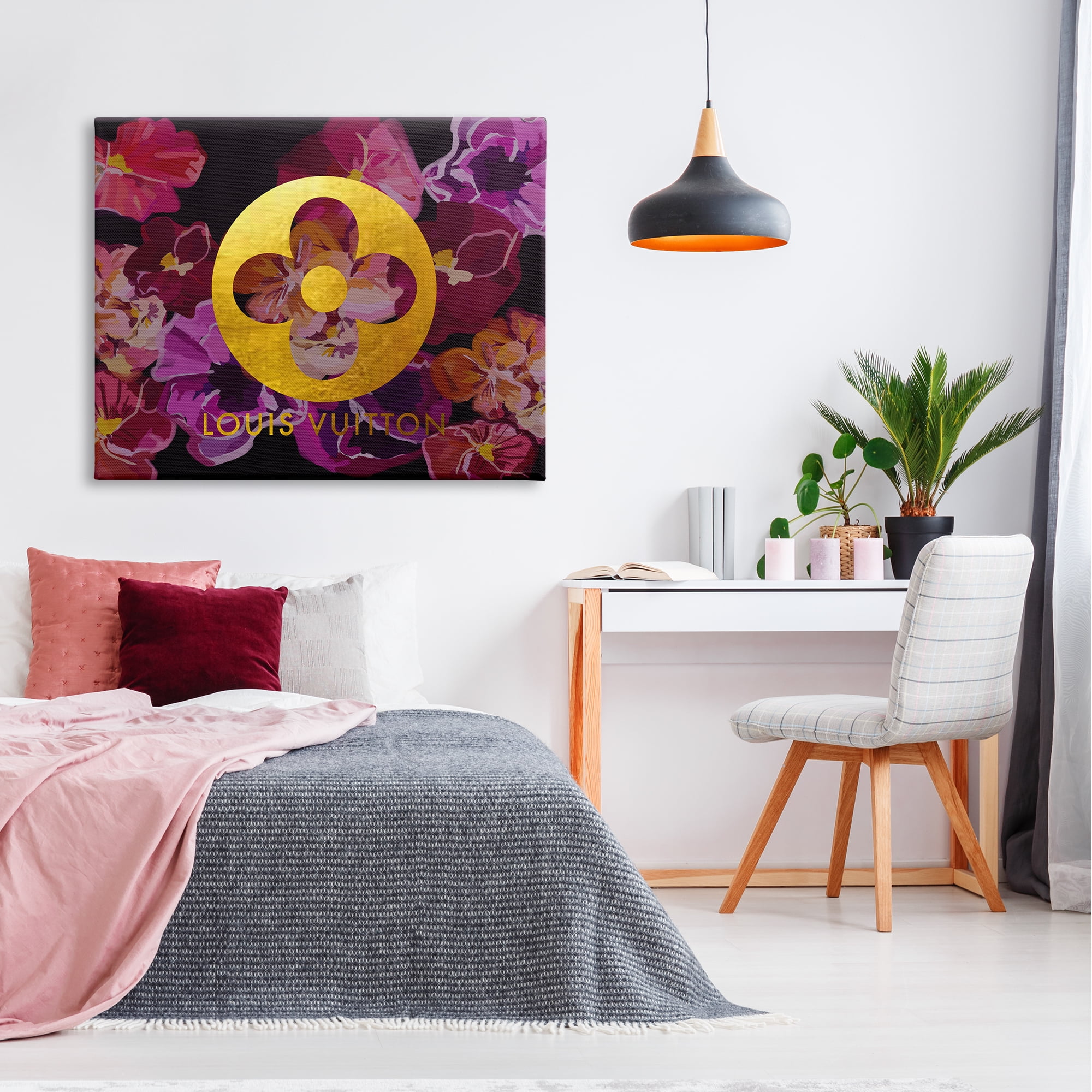 Stupell Industries Fashion Brand Purple Flowers Beauty & Fashion Painting Gallery Wrapped Canvas Art Print Wall Art, 48 x 36