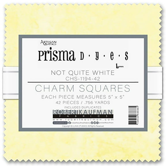 5" Charm Pack - Artisan Batiks Prisma Dyes Not Quite White by Lunn Studios for Robert Kaufman Yellows Squares Fabric Bundle Quilter's Cotton Fabric Precuts (CHS-1194-42) M528.22