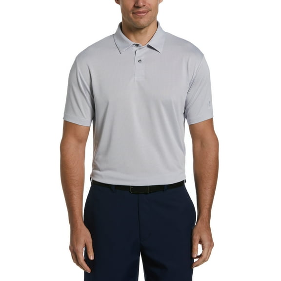 PGA TOUR Mens Birdseye Textured Short Sleeve Polo Shirt Bright White Small