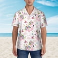 thumbnail image 2 of Zufioo Flamingo And Flowers Hawaiian Shirt for Men,Beach Shirts Tropical Vacation Shirts,Sleeve Casual Button Down Shirt with Pocket for Travel,Beach,Party,daily,Medium, 2 of 7