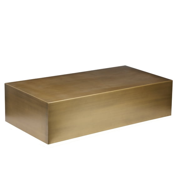 Benzara Metal Constructed Coffee Table in Cuboid Shape, Gold
