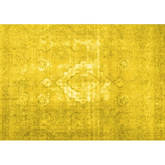 Ahgly Company Indoor Rectangle Abstract Yellow Contemporary Area Rugs, 2' x 5'