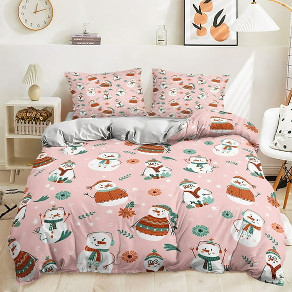 Hosima 3-piece 3D Digital Printing Quilt Cover Full Size Christmas Theme Bedroom Decoration Children Adult Bedding Set Series,CIZ37A-Queen