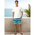thumbnail image 3 of DARING DIVA Men's Drawstring Waist Color Block Striped Board Shorts 32 Light Blue, 3 of 6