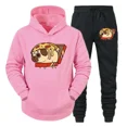 thumbnail image 3 of Conjuntos de sudaderas con capucha y gráficos de Pizza Bulldog para hombre, moda de anime, sudaderas de manga larga con perro, pantalones casuales unisex estilo Harajuku, 3 of 5