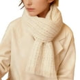 thumbnail image 2 of Bufanda de invierno cálida para mujer, tipo chal grande, ideal para clima frío. Bufanda larga de punto grueso a cuadros blancos y beige. Suave y ligera, unisex., 2 of 4