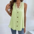 thumbnail image 4 of BVnarty V Neck Beach Vacation Casual Loose Fit Tuinic Sleeveless Fashion Ladies Hawaiian Tops Summer Shirts for Women 2023 Trendy Solid Color Plain Tank Tops Green XL, 4 of 5