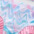 thumbnail image 4 of Shadoumai Girls Swimsuit 2 Piece Tiered Ruffled Bikini Set with Ruffled Hem Summer Beach Bathing Suit for 6-14 Years, 4 of 5