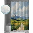 thumbnail image 3 of Small Stall Shower Curtain 36x78 Inch Narrow Half Size Oil Painting Bath Curtains Bathroom Decor Modern Mountain Grassland Scenery Waterproof Fabric Shower Curtain Set with Hooks 36 Inch, 3 of 6