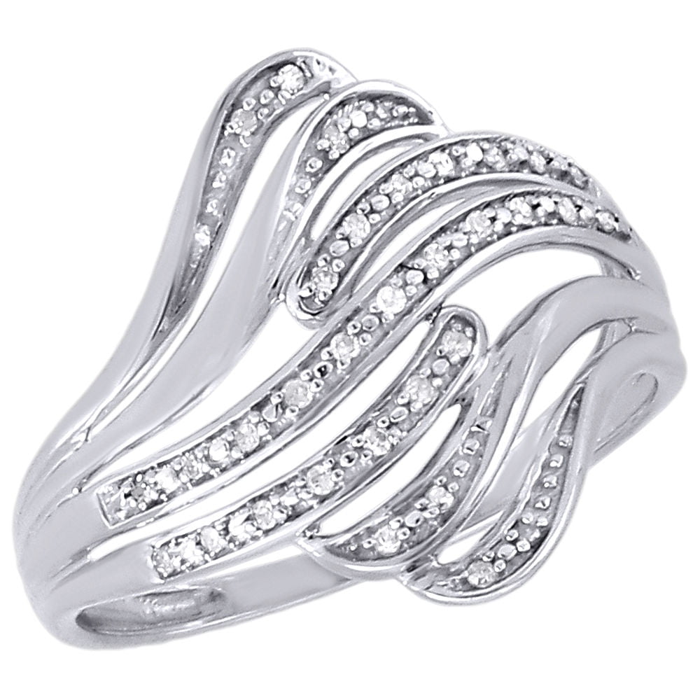 Jewelry For Less 10K White Gold Diamond Ladies Intertwined Fashion