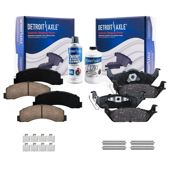 Detroit Axle - Front & Rear Ceramic Pads with Brake Cleaner Fluid Replacement for 2010 2011 Ford F-150