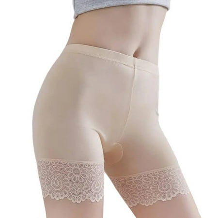 Ohufall Boxer Briefs for Women Sexy Solid Color Lace Hip Lift Boyshorts Underwear Comfortable Stretchy Mid Waist Panty