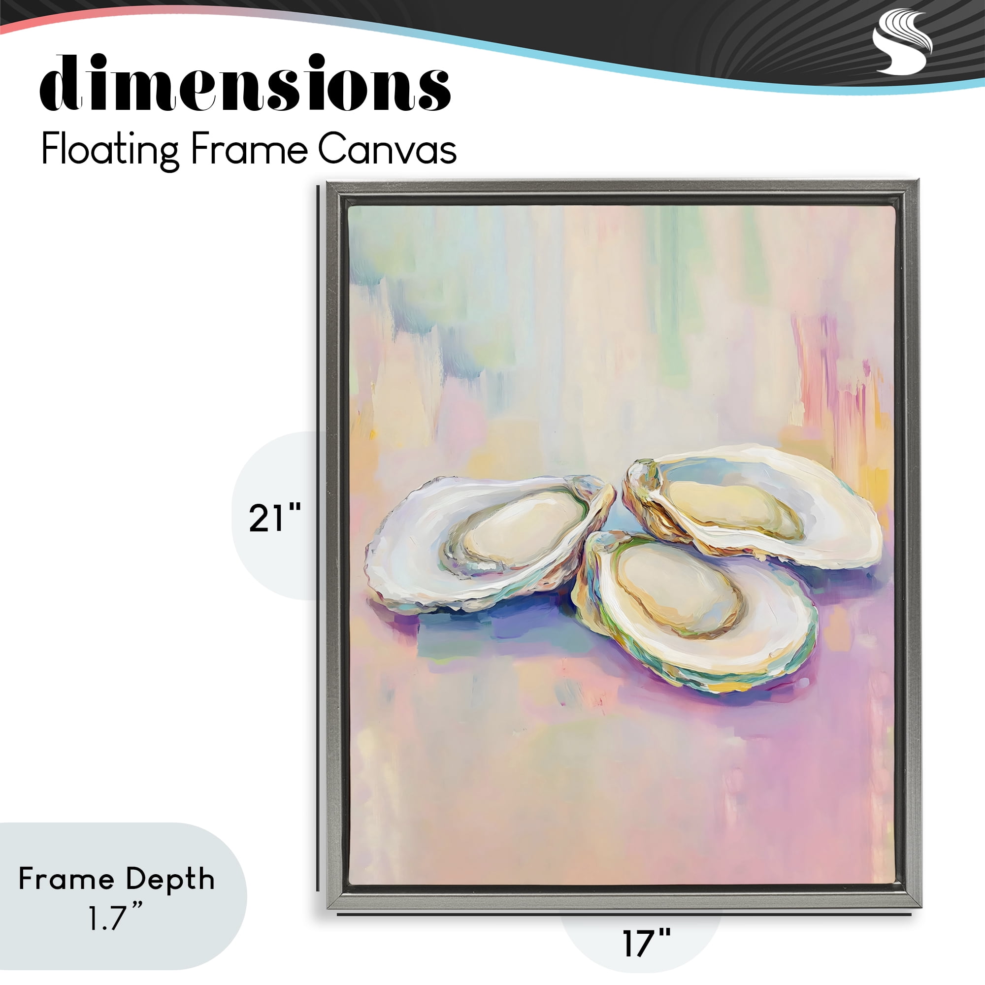 Stupell Industries Pastel Oysters Harmony Gray Framed Floater Canvas Wall Art, design by The Prints Vibe