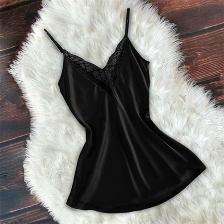 

Cathalem Women Night Gown Dresses Cotton Silk Nightdress Underwear Pajamas V-Neck Lingerie Sleepwear Women s plus Size Dress 4x Nightgownnightshirt Black Medium