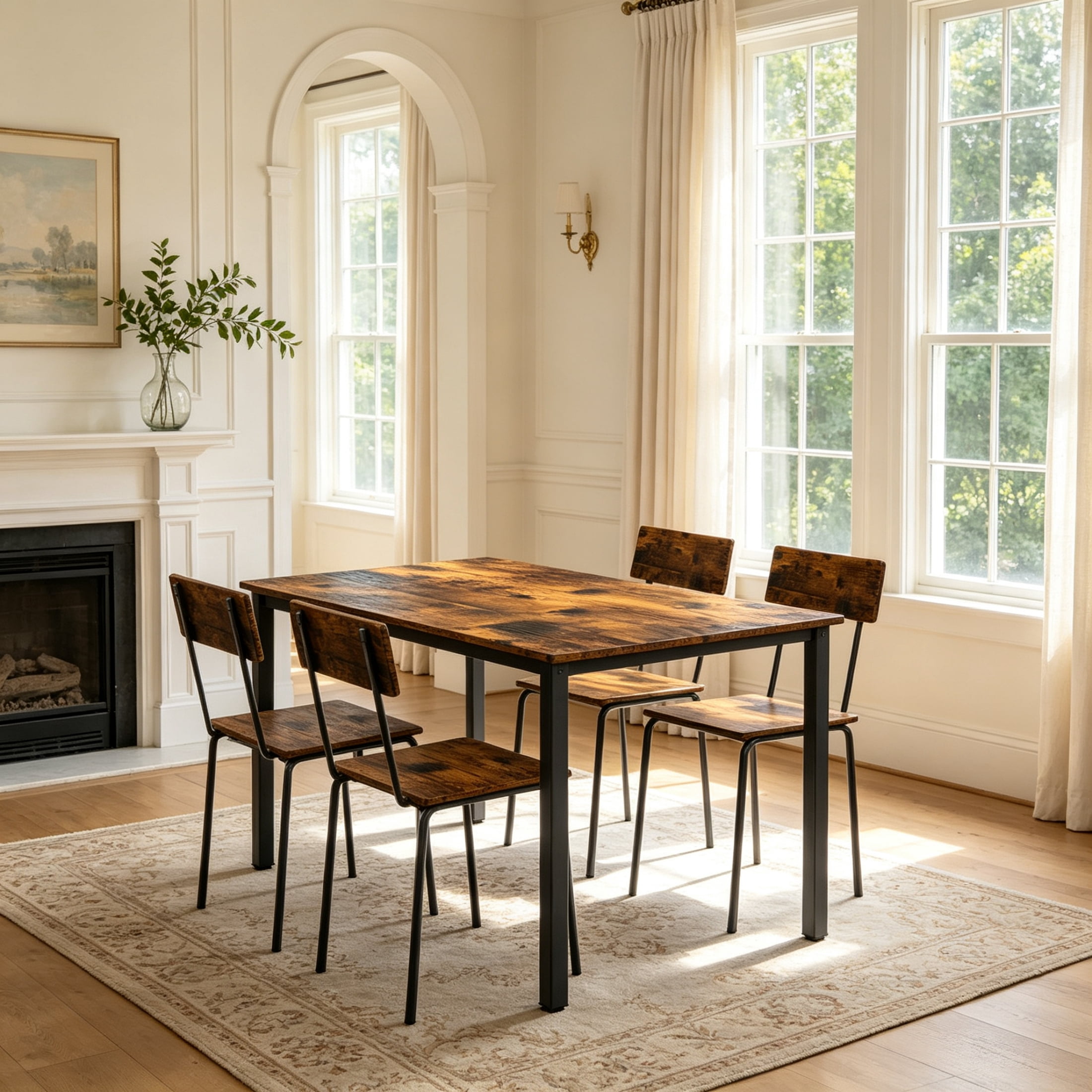 Vinform 5-Piece Dining Table Set, Wood Dining Table with 4 Chairs for Small Home and Apartment
